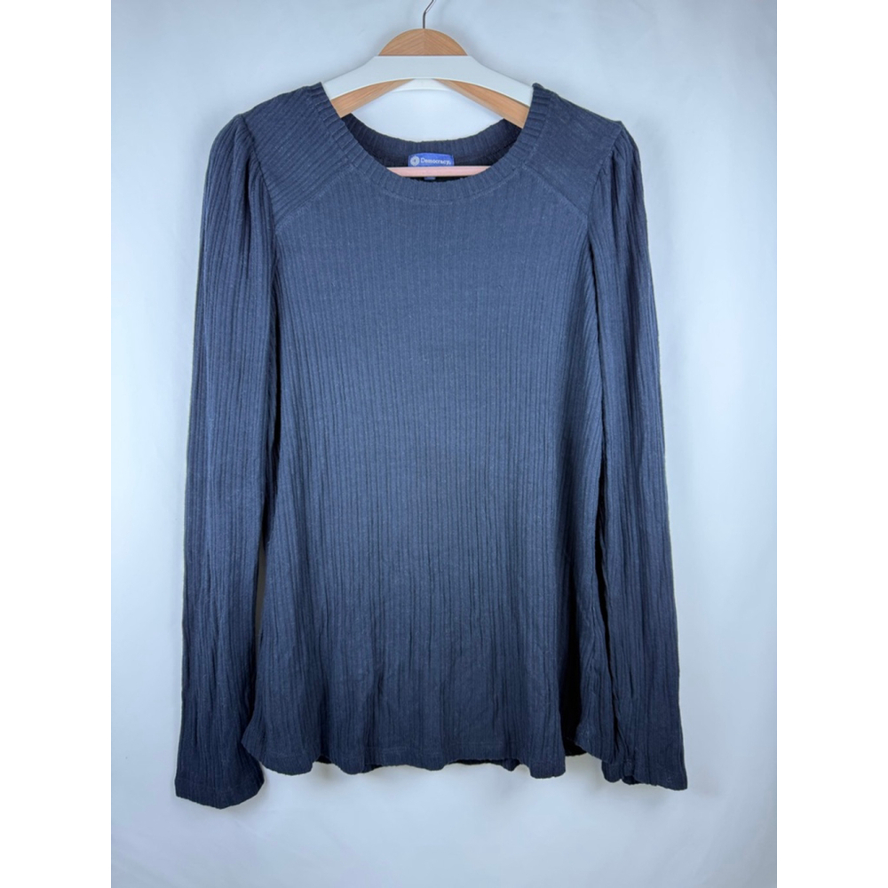 Women's Democracy Ribbed Long Sleeve Top Navy Blue Size XL